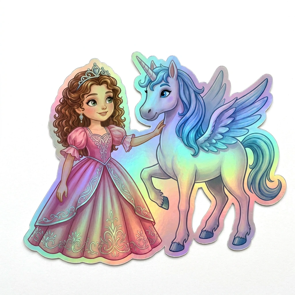 Quinn Unicorn Holographic Sticker (3.71” x 3”) for Kids