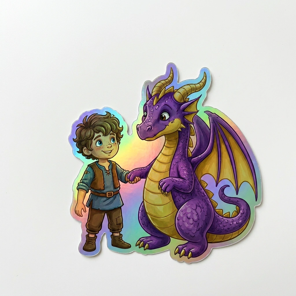 Rafael Dragon Holographic Sticker (2.98” x 3”) for Kids