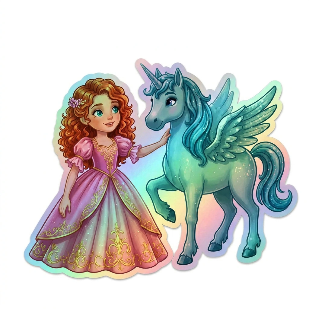 Remi Unicorn Holographic Sticker (3.71” x 3”) for Kids