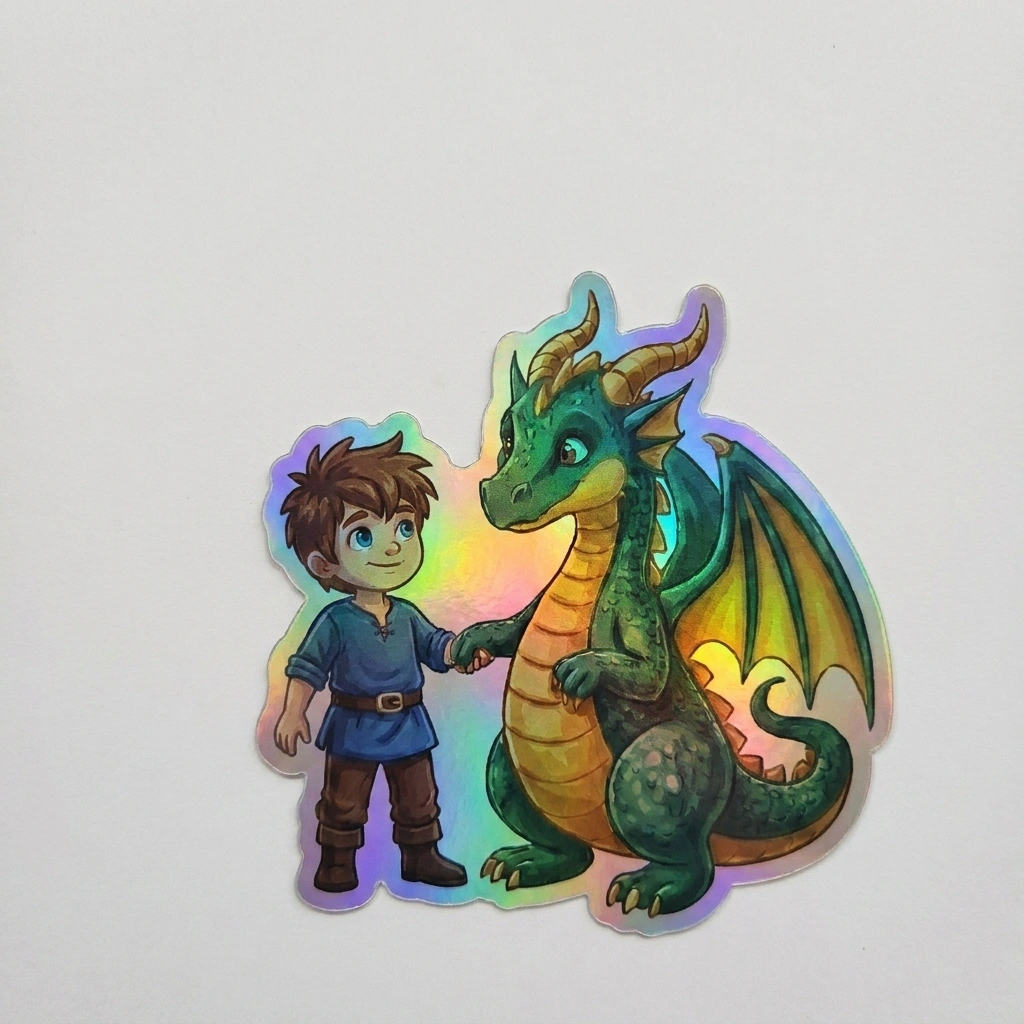 Remington Dragon Holographic Sticker (2.98” x 3”) for Kids