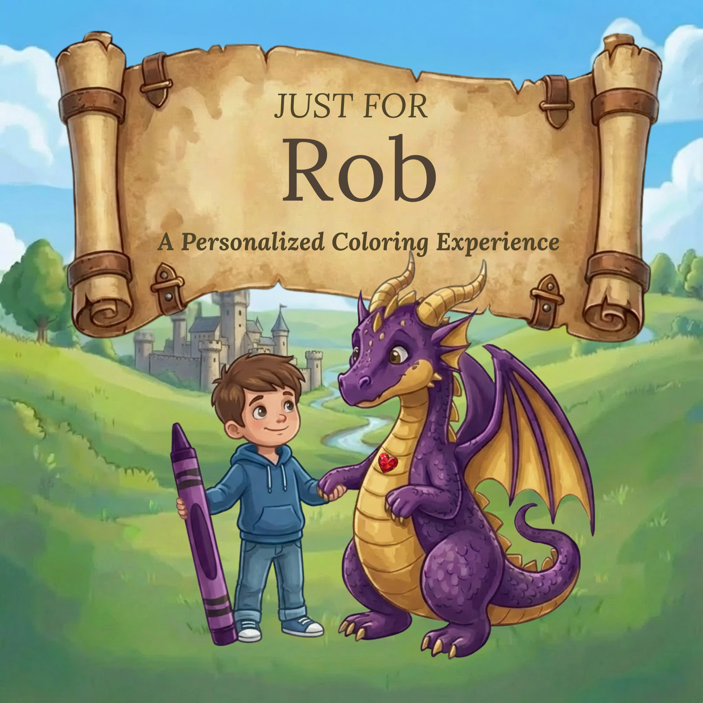 Rob Personalized Coloring Book | Ages 4-8 | L.K. Bunting