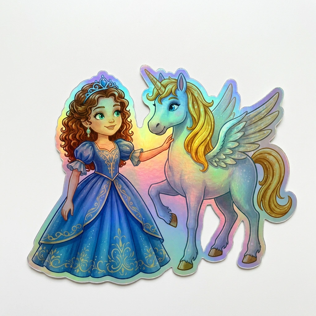 Romy Unicorn Holographic Sticker (3.71” x 3”) for Kids