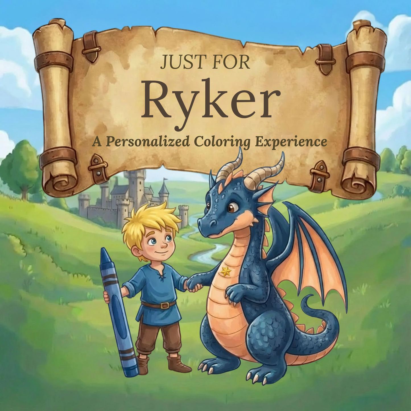Ryker Personalized Coloring Book | Ages 4-8 | L.K. Bunting