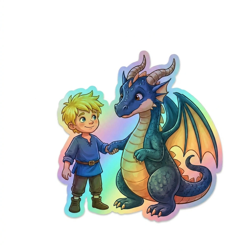 Ryker Dragon Holographic Sticker (2.98” x 3”) for Kids