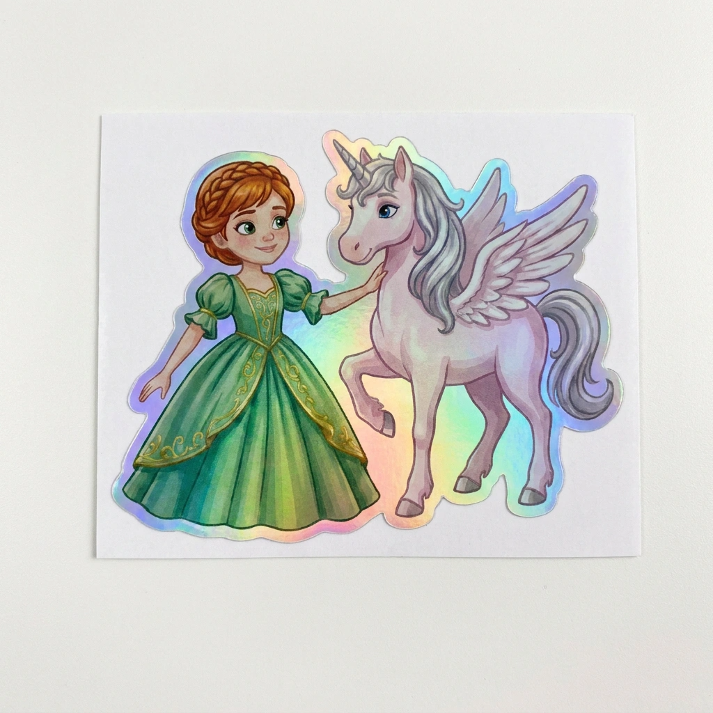 Ryleigh Unicorn Holographic Sticker (3.71” x 3”) for Kids