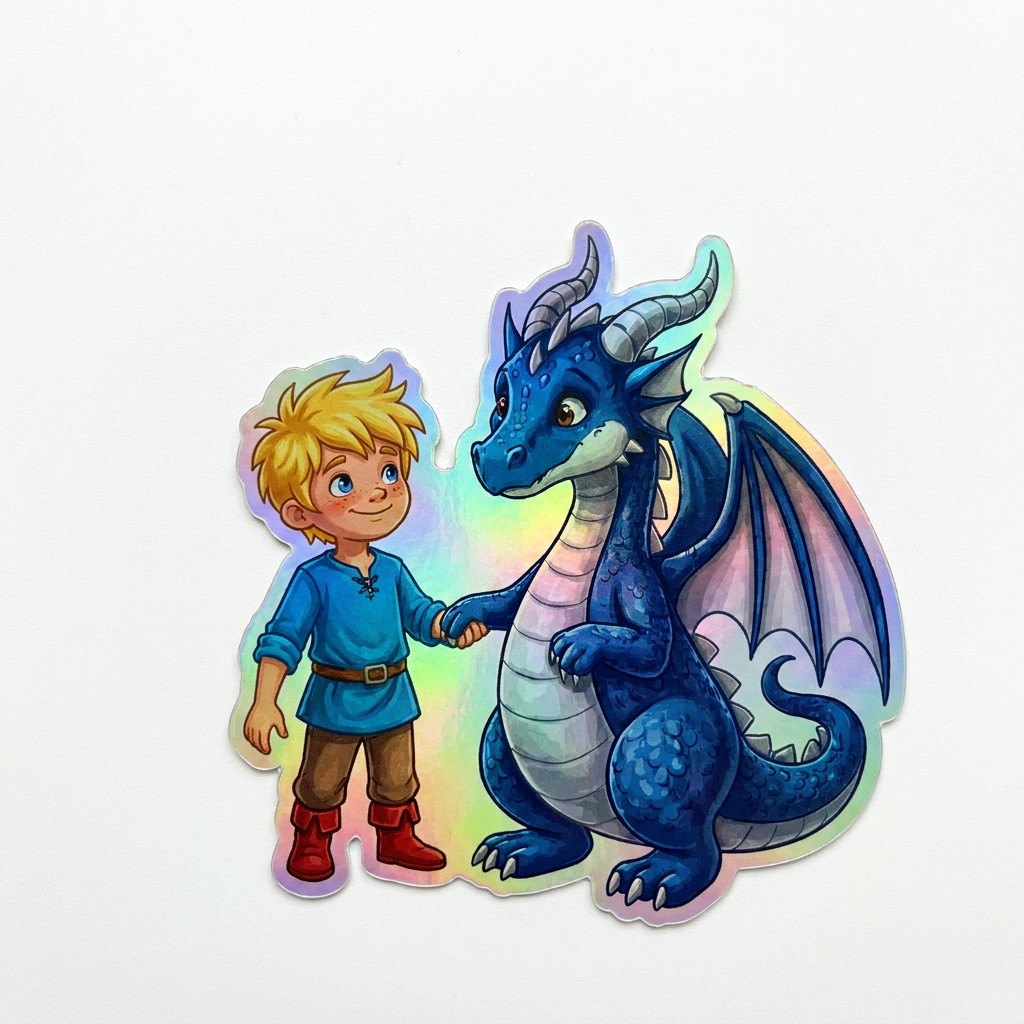 Sam Dragon Holographic Sticker (2.98” x 3”) for Kids