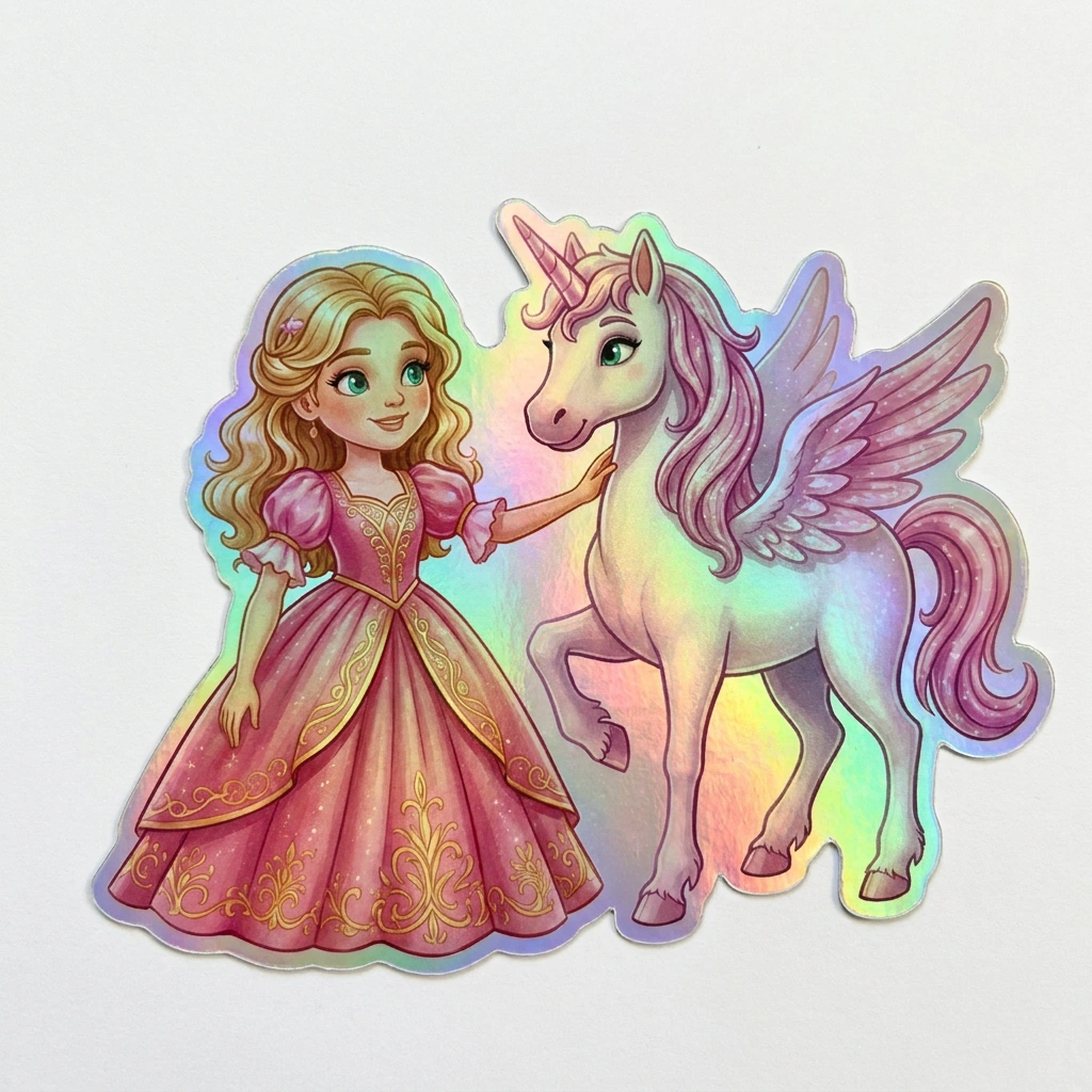Samantha Unicorn Holographic Sticker (3.71” x 3”) for Kids