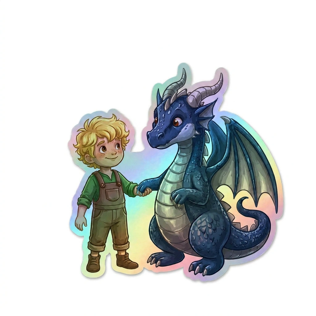 Sean Dragon Holographic Sticker (2.98” x 3”) for Kids