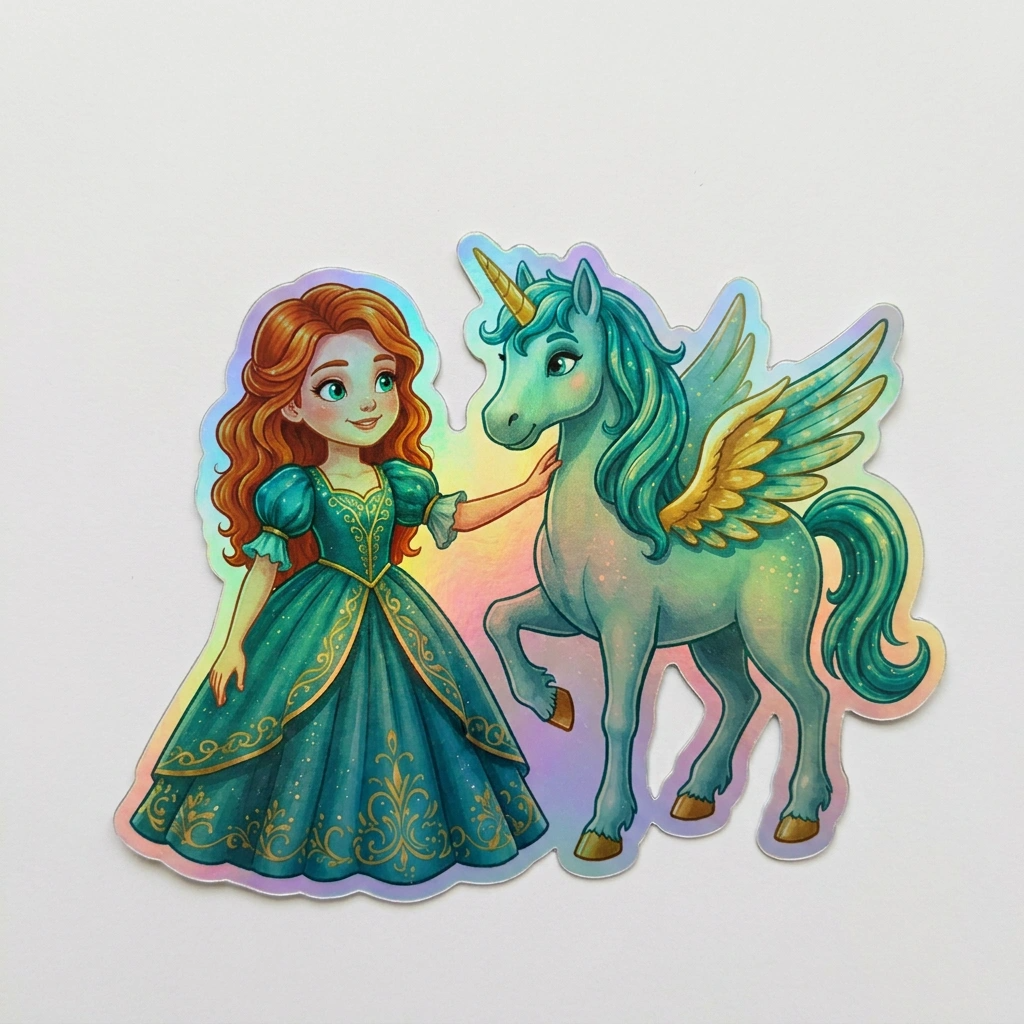 Senna Unicorn Holographic Sticker (3.71” x 3”) for Kids