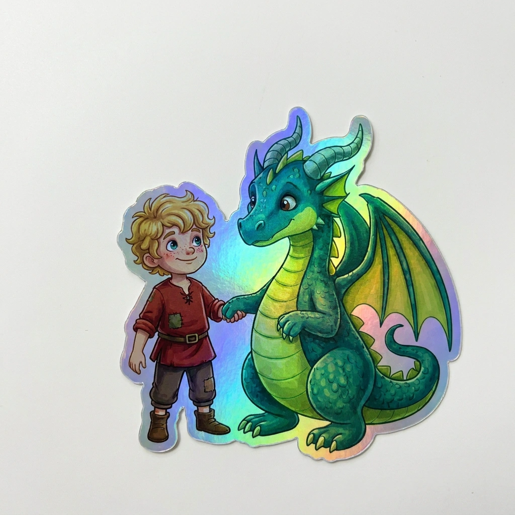 Simon Dragon Holographic Sticker (2.98” x 3”) for Kids