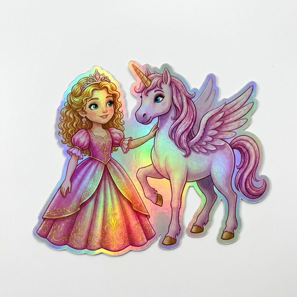 Sofia Unicorn Holographic Sticker (3.71” x 3”) for Kids