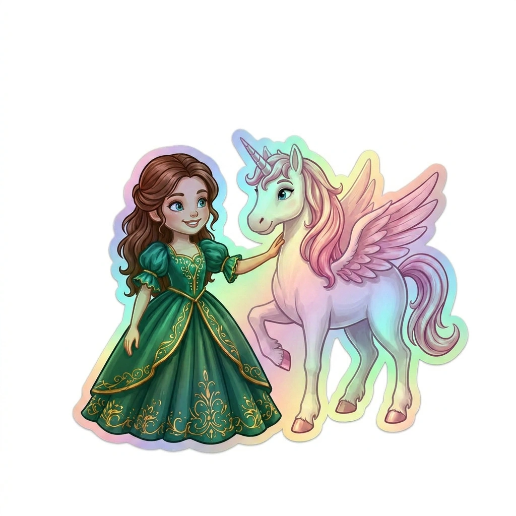 Sophie Unicorn Holographic Sticker (3.71” x 3”) for Kids