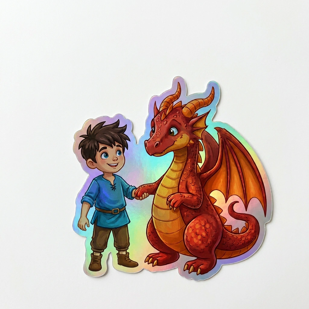 Stetson Dragon Holographic Sticker (2.98” x 3”) for Kids