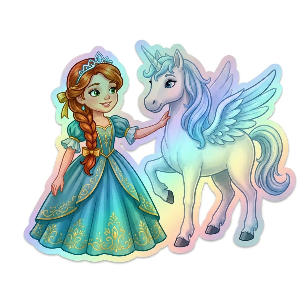 Susan Unicorn Holographic Sticker (3.71” x 3”) for Kids
