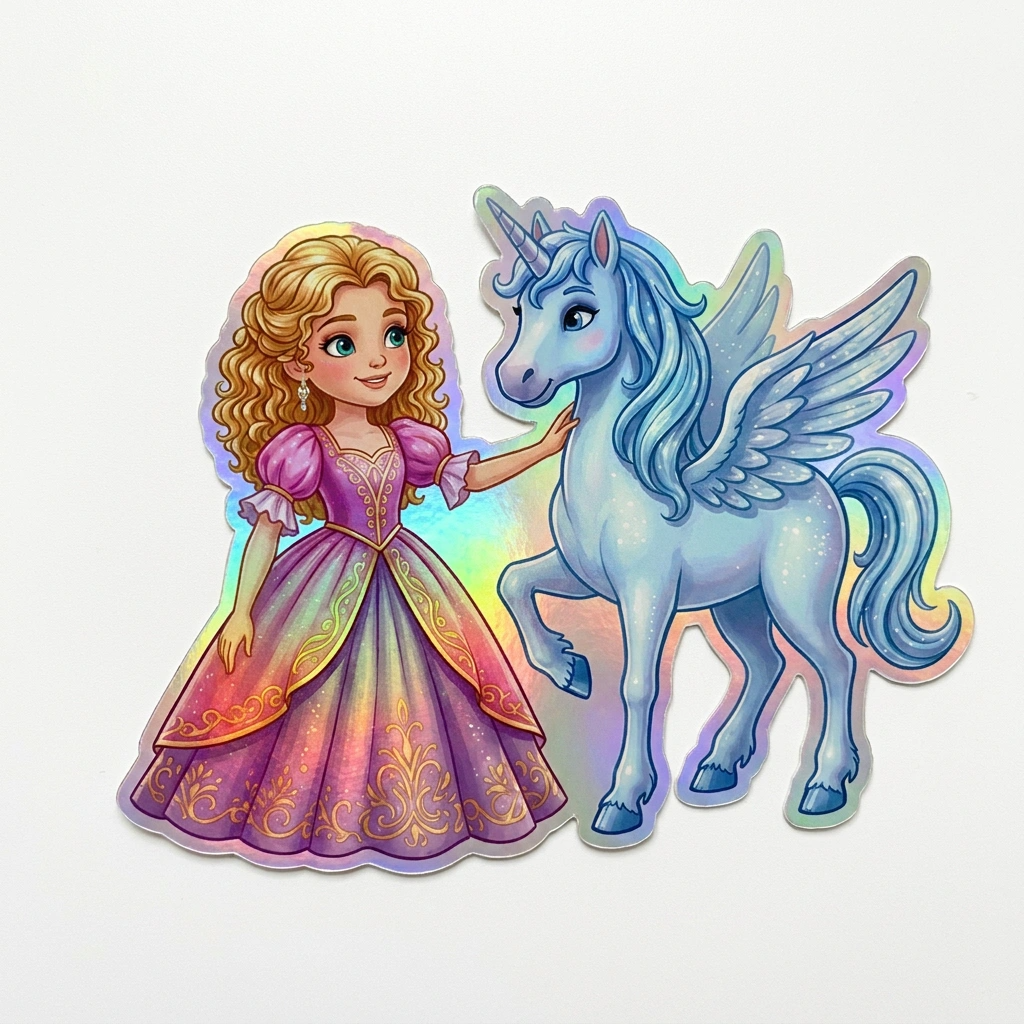 Talia Unicorn Holographic Sticker (3.71” x 3”) for Kids
