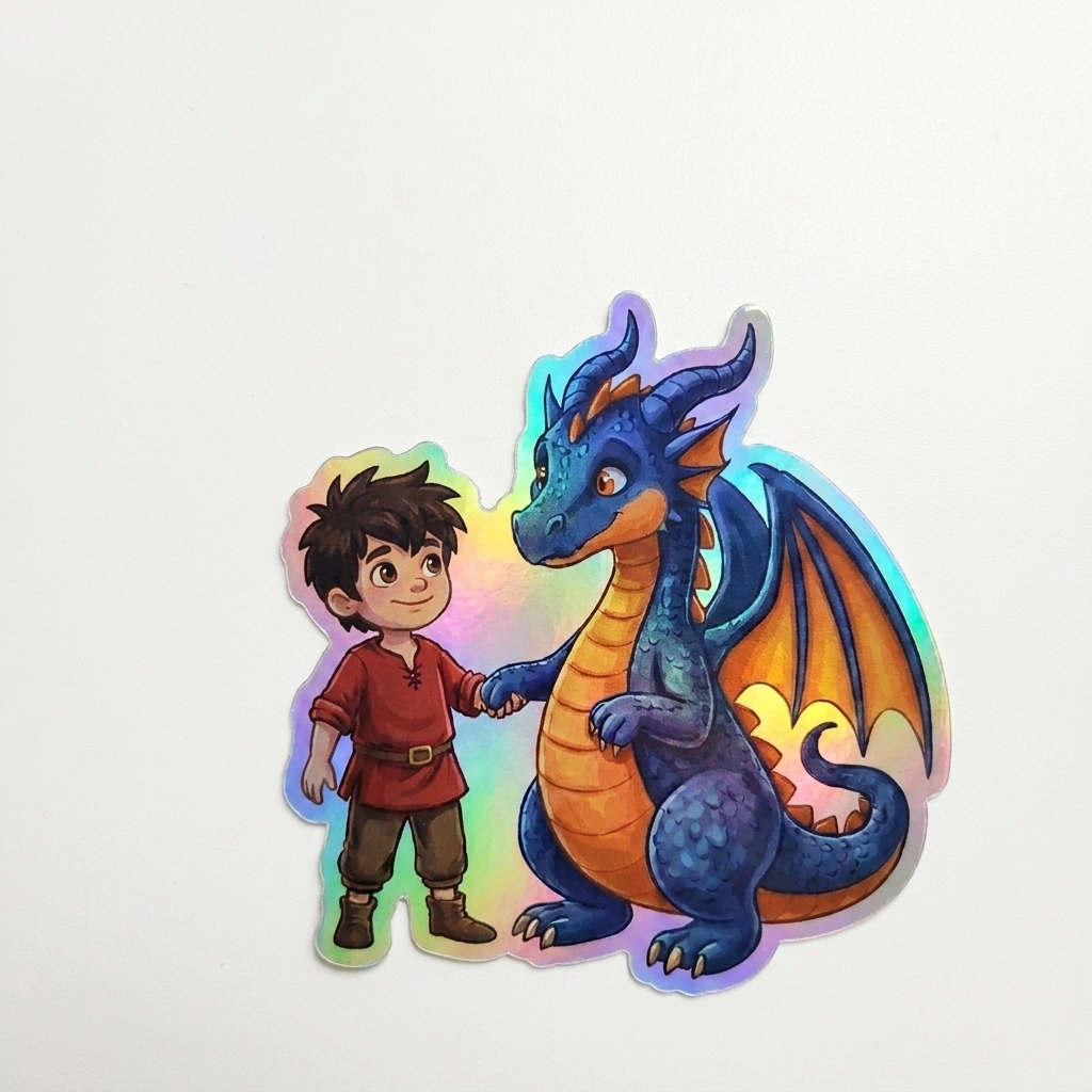 Tate Dragon Holographic Sticker (2.98” x 3”) for Kids
