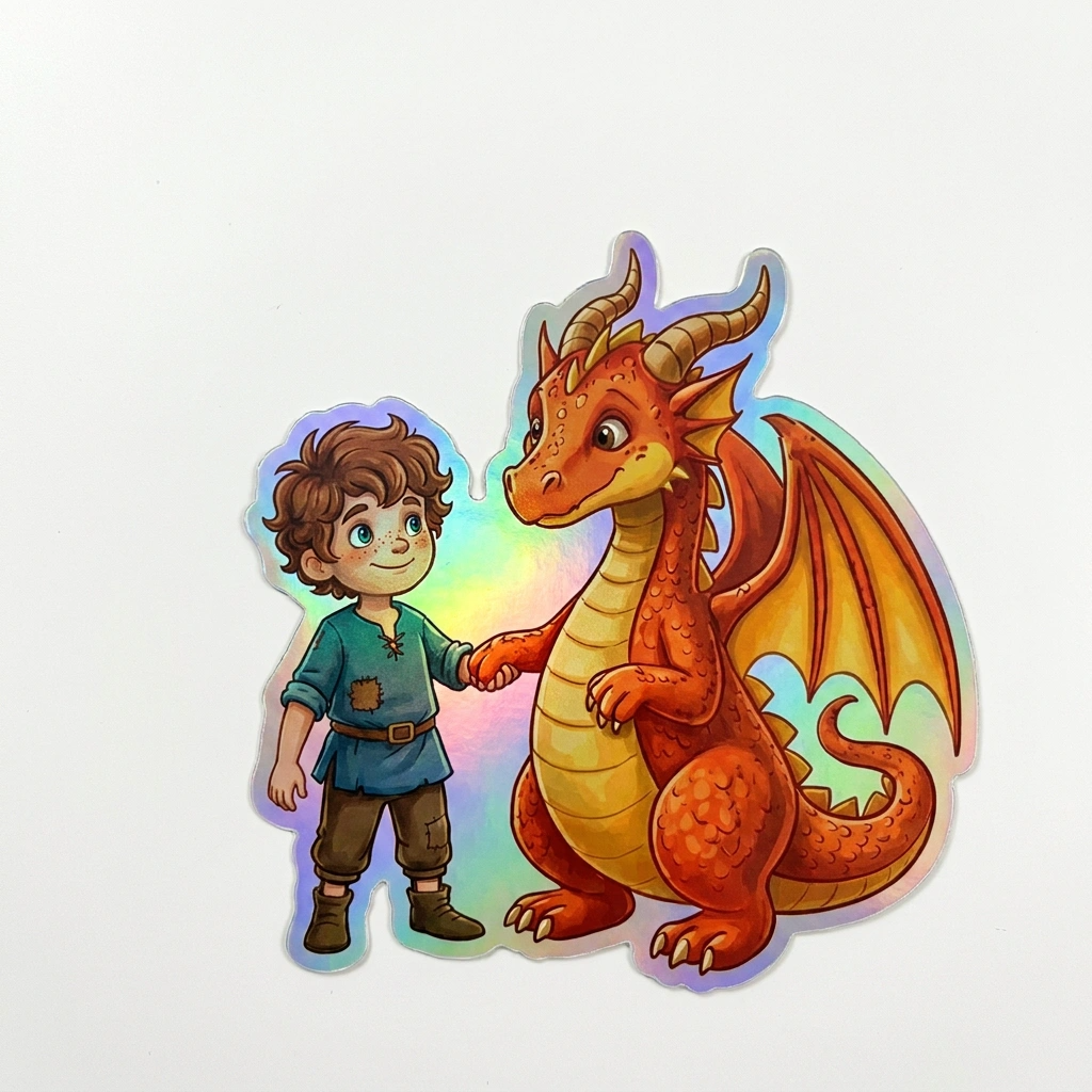 Thomas Dragon Holographic Sticker (2.98” x 3”) for Kids