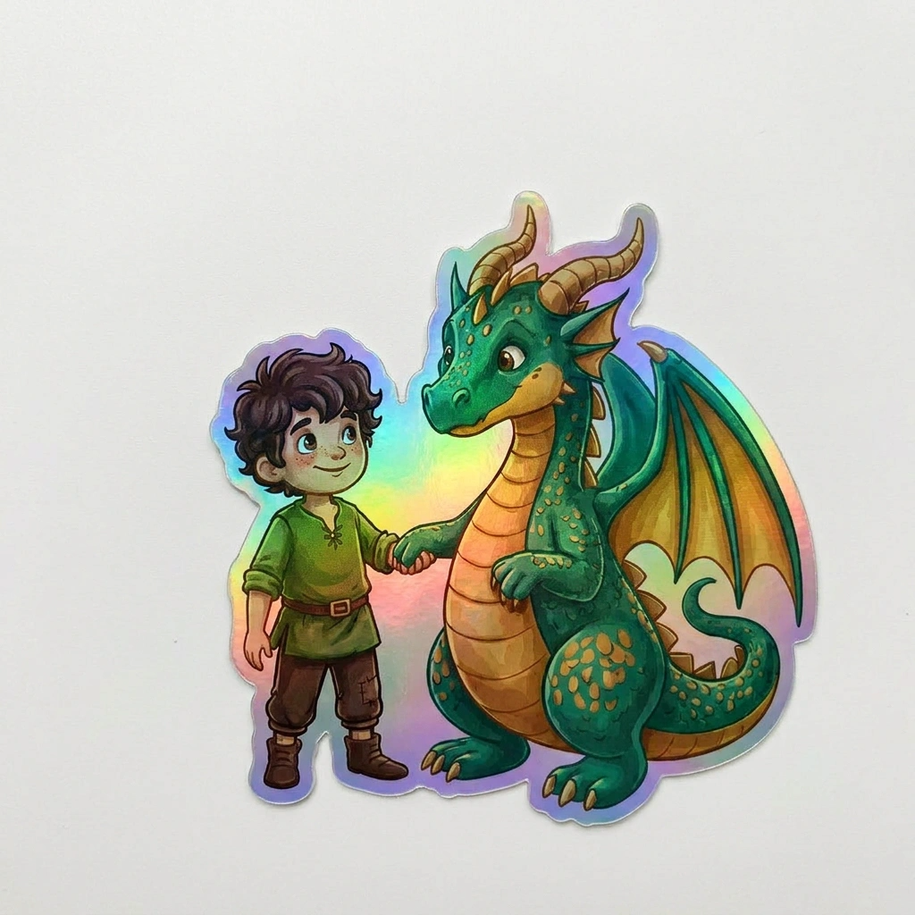Trenton Dragon Holographic Sticker (2.98” x 3”) for Kids