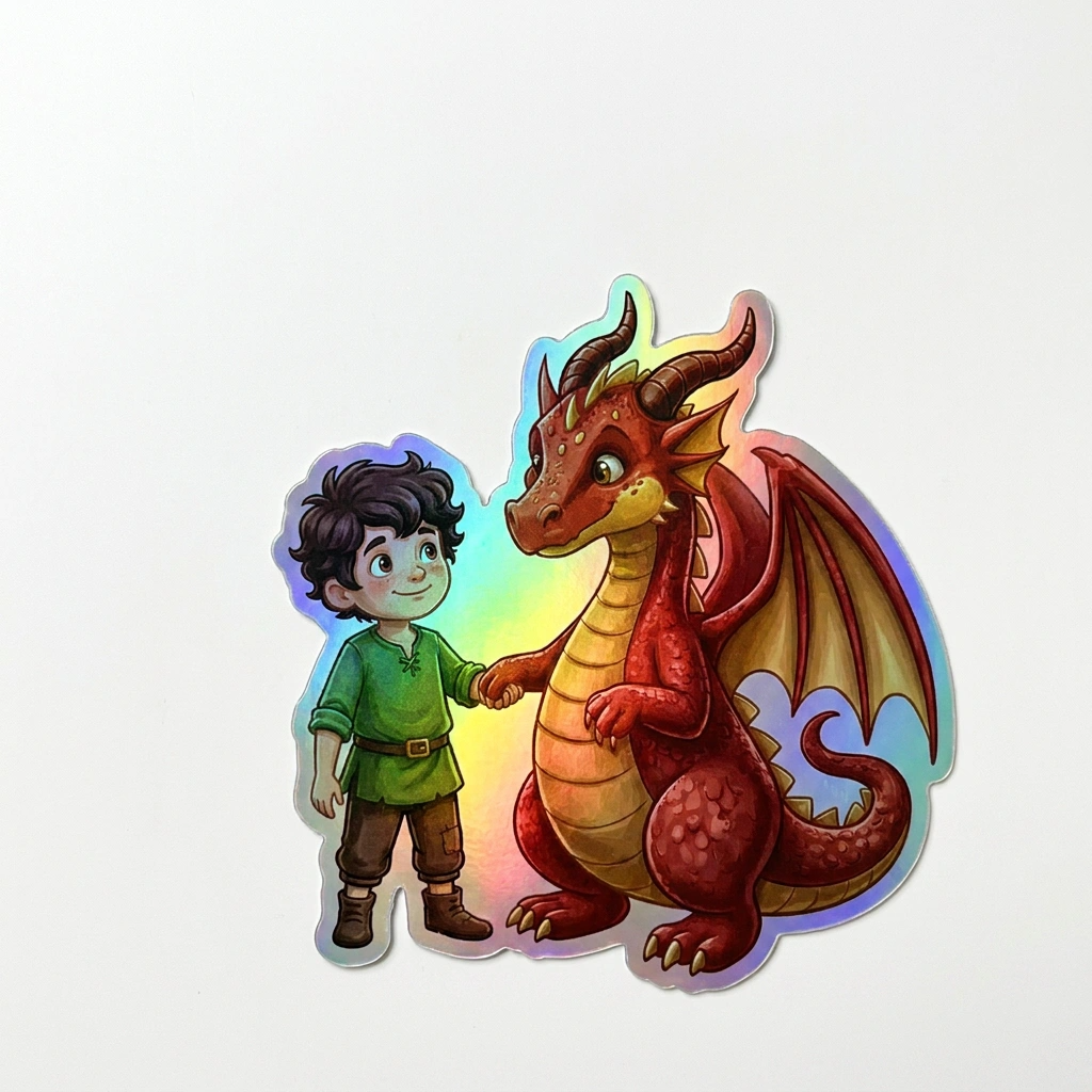 Tylor Dragon Holographic Sticker (2.98” x 3”) for Kids