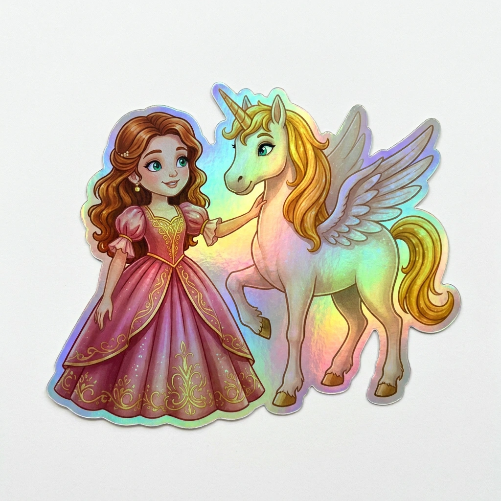 Vivian Unicorn Holographic Sticker (3.71” x 3”) for Kids