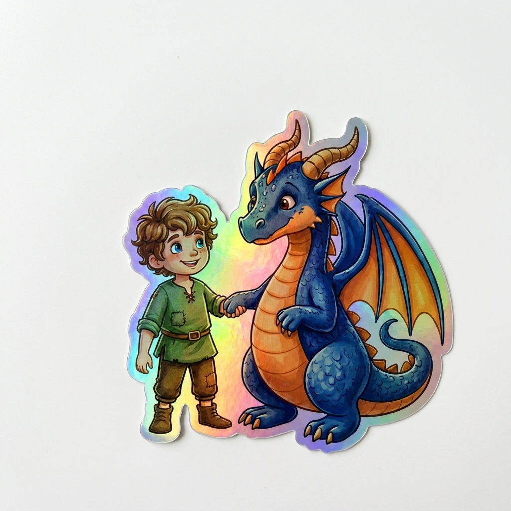 William Dragon Holographic Sticker (2.98” x 3”) for Kids