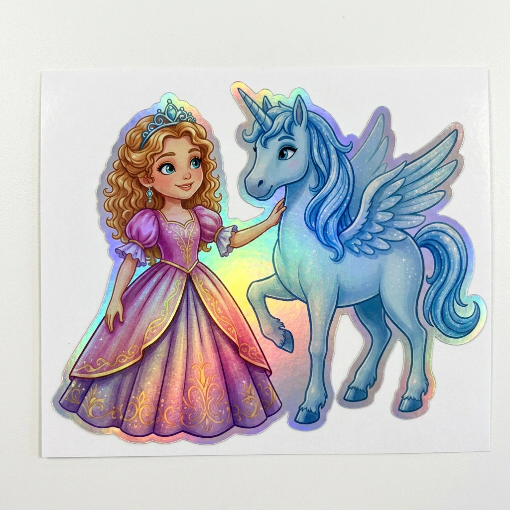 Willow Unicorn Holographic Sticker (3.71” x 3”) for Kids