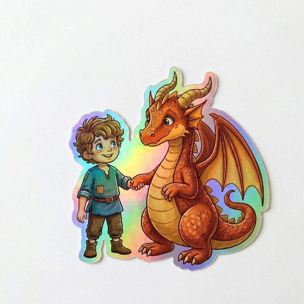 Xavier Dragon Holographic Sticker (2.98” x 3”) for Kids