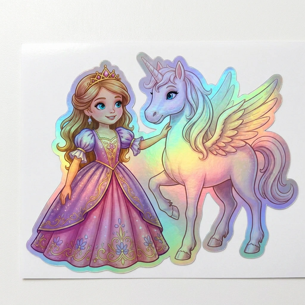 Ximena Unicorn Holographic Sticker (3.71” x 3”) for Kids