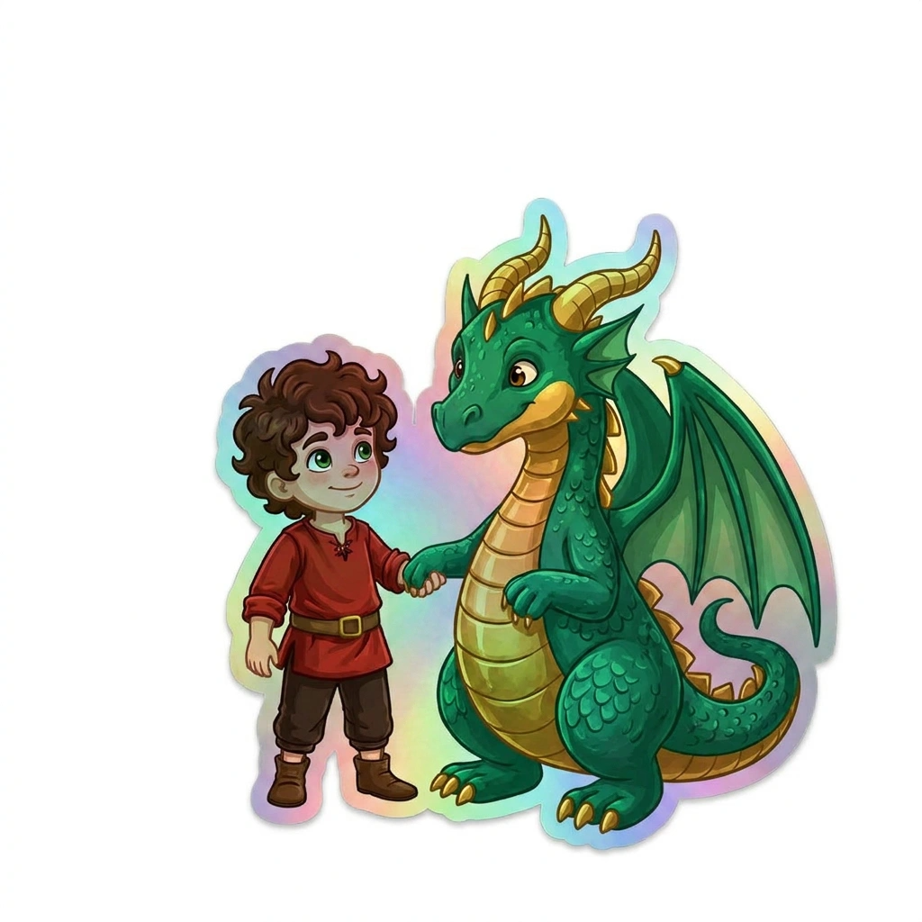 Zion Dragon Holographic Sticker (2.98” x 3”) for Kids