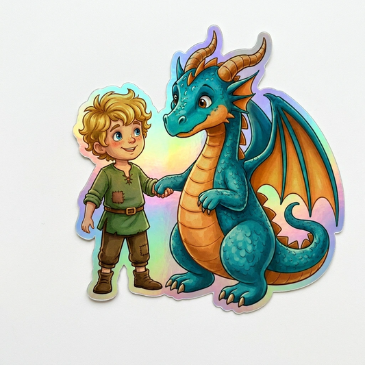 Abel Dragon Holographic Sticker (2.98” x 3”) for Kids