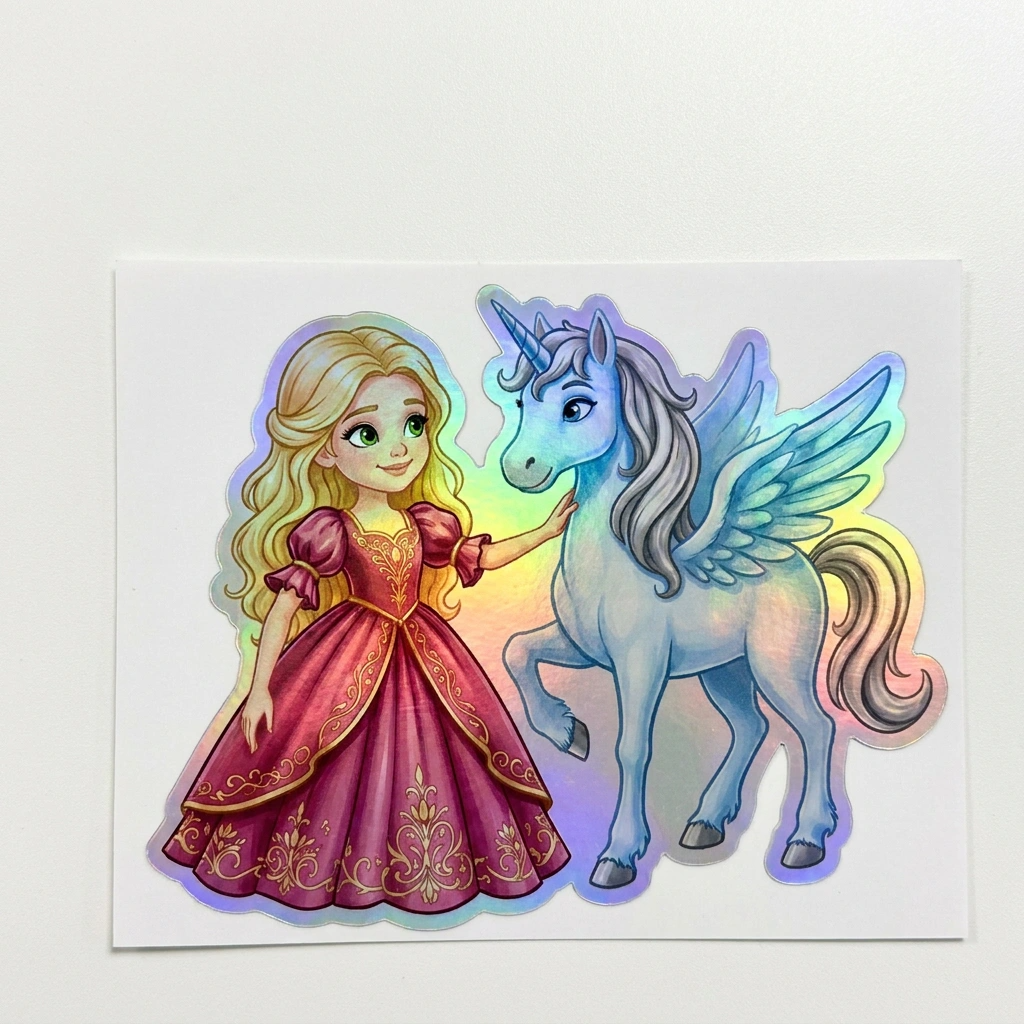 Adalynn Unicorn Holographic Sticker (3.71” x 3”) for Kids