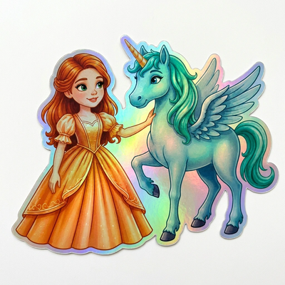 Addison Unicorn Holographic Sticker (3.71” x 3”) for Kids