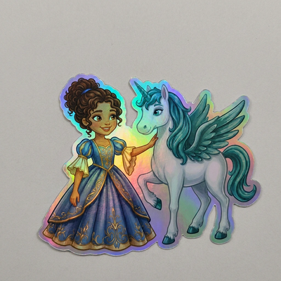 Adelaide Unicorn Holographic Sticker (3.71” x 3”) for Kids