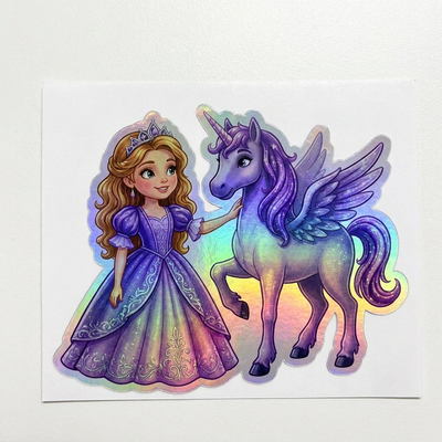 Adeline Unicorn Holographic Sticker (3.71” x 3”) for Kids