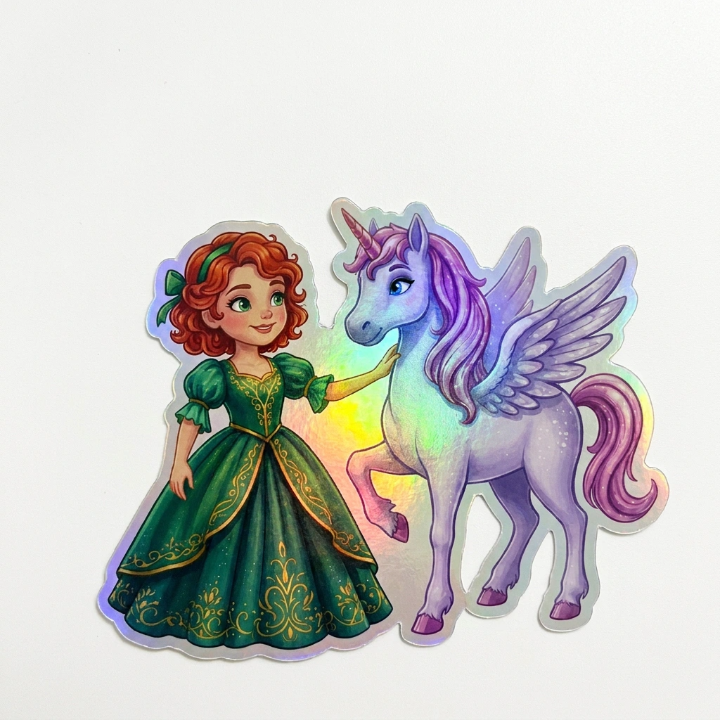 Alecia Unicorn Holographic Sticker (3.71” x 3”) for Kids