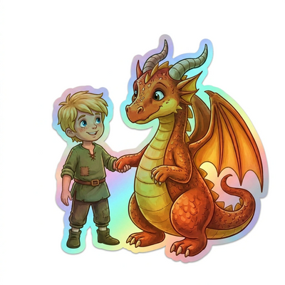 Alejandro Dragon Holographic Sticker (2.98” x 3”) for Kids