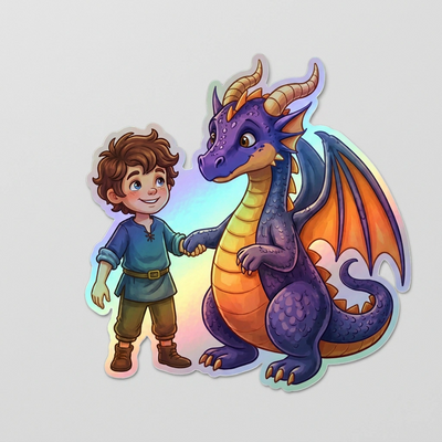 Alex Dragon Holographic Sticker (2.98” x 3”) for Kids