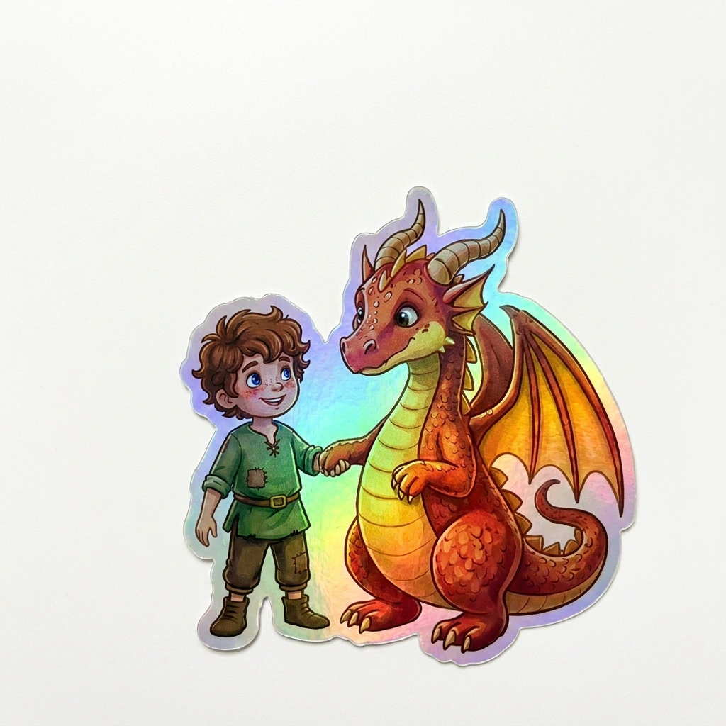 Alexander Dragon Holographic Sticker (2.98” x 3”) for Kids