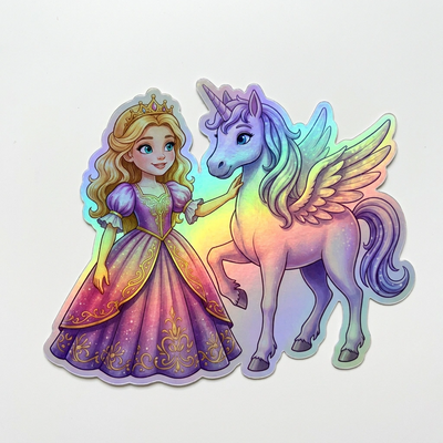 Alexandra Unicorn Holographic Sticker (3.71” x 3”) for Kids