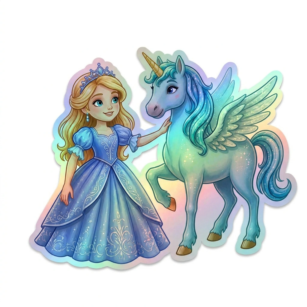 Allison Unicorn Holographic Sticker (3.71” x 3”) for Kids