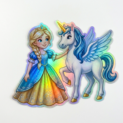 Allyson Unicorn Holographic Sticker (3.71” x 3”) for Kids