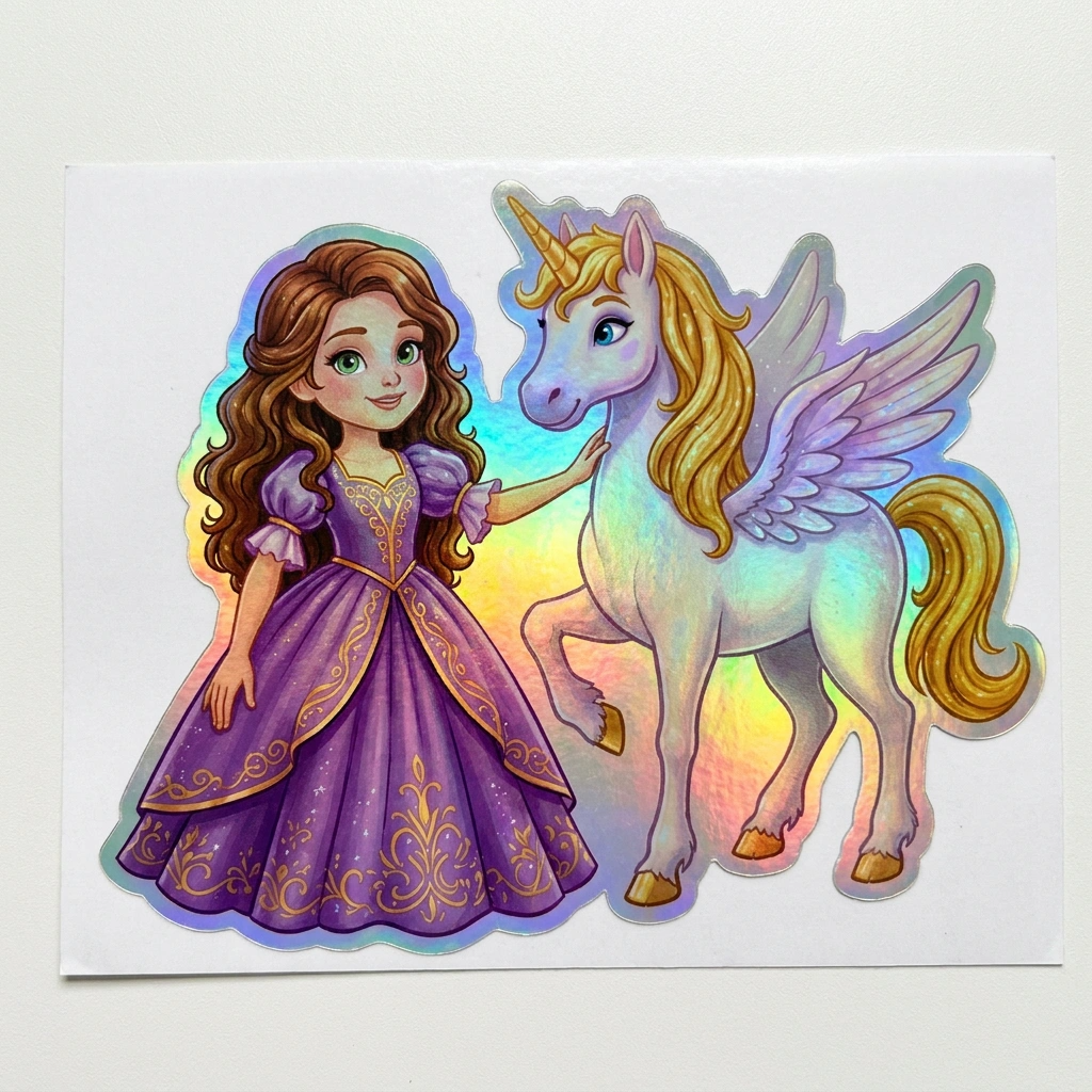 Alyssa Unicorn Holographic Sticker (3.71” x 3”) for Kids