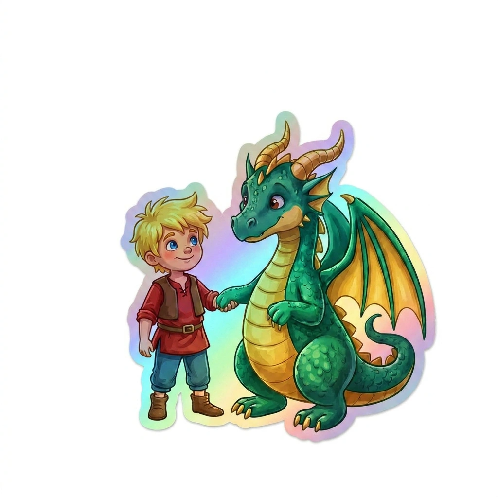 Amari Dragon Holographic Sticker (2.98” x 3”) for Kids