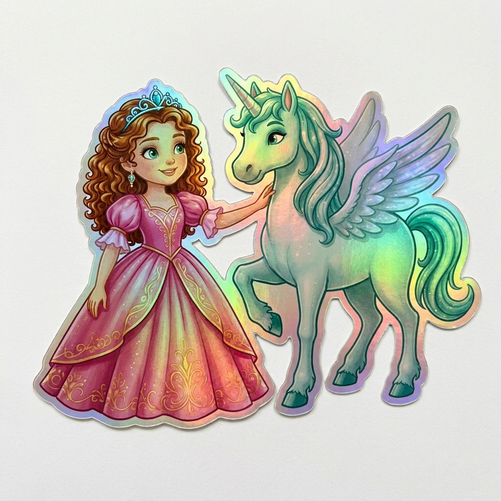 Amelia Unicorn Holographic Sticker (3.71” x 3”) for Kids
