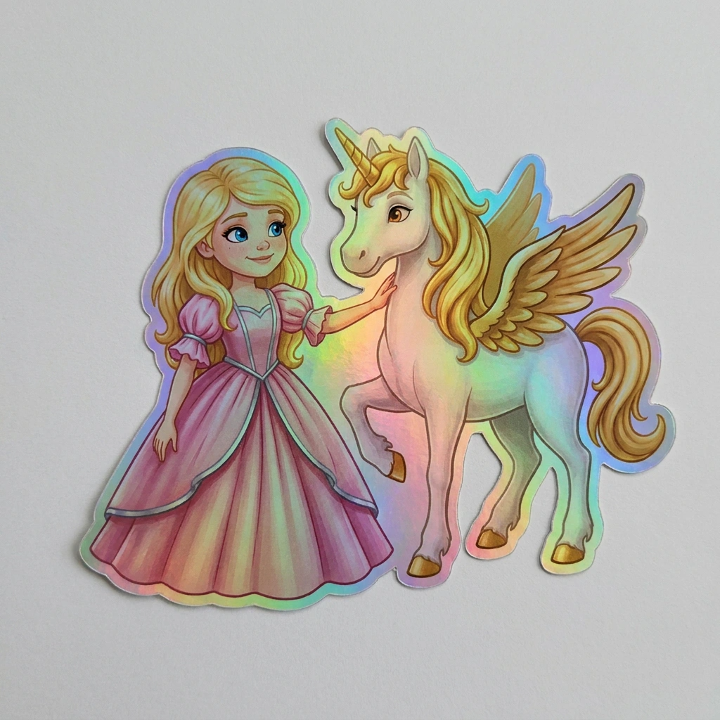 Amira Unicorn Holographic Sticker (3.71” x 3”) for Kids