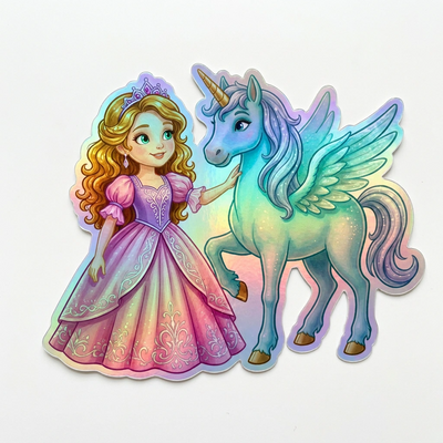 Amy Unicorn Holographic Sticker (3.71” x 3”) for Kids