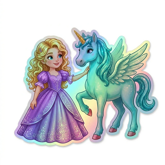 Ana Unicorn Holographic Sticker (3.71” x 3”) for Kids