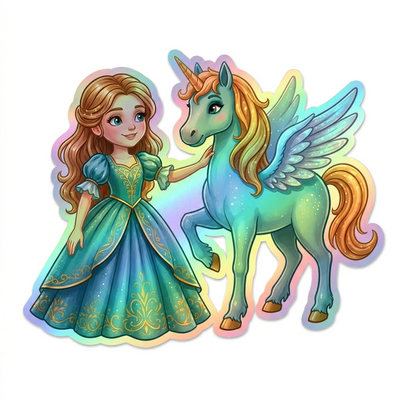 Anastasia Unicorn Holographic Sticker (3.71” x 3”) for Kids