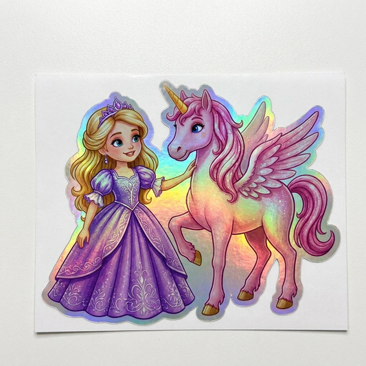 Andrea Unicorn Holographic Sticker (3.71” x 3”) for Kids