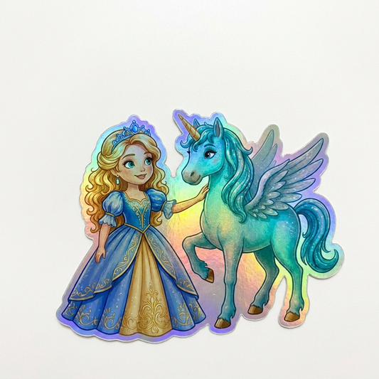Angelina Unicorn Holographic Sticker (3.71” x 3”) for Kids